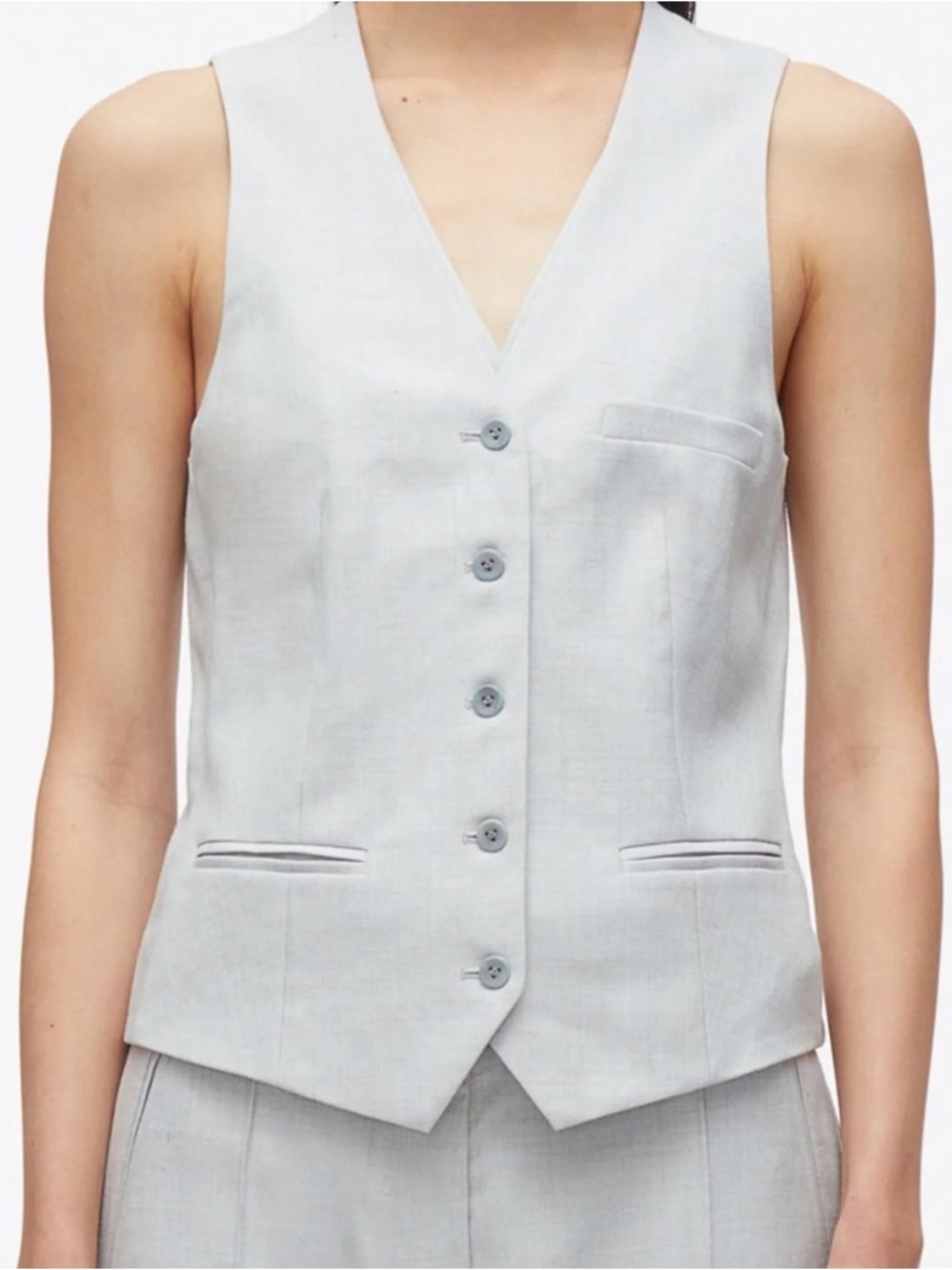 Philip Lim Pale Blur Tailored Linen Vest Small NWT